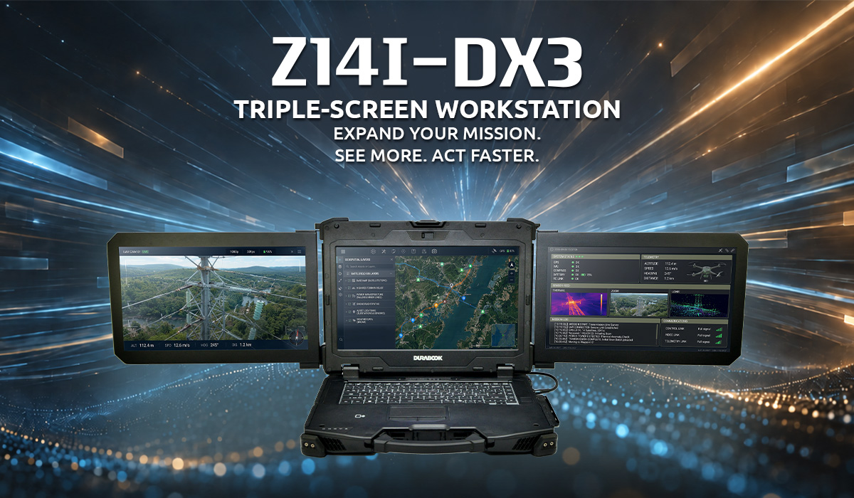 Z14I-DX3 Rugged Triple-Screen Workstation - DURABOOK